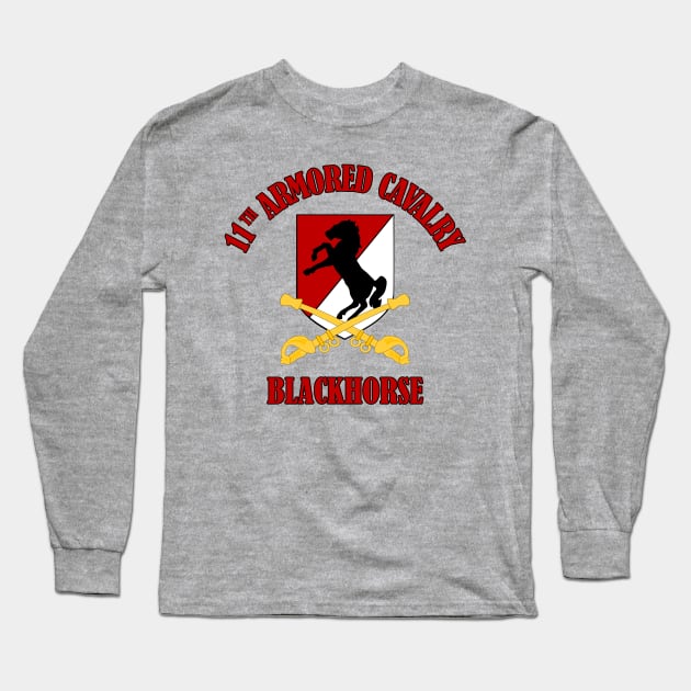 11th Armored Cavalry - Blackhorse Long Sleeve T-Shirt by MilitaryVetShop